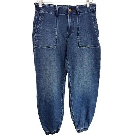 NWT J.Crew Utility Jogger Jeans Signature Stretch Maison Blue Wash Size 28